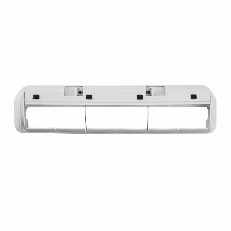 Main brush cover replacement for robot vacuum, white plastic with black latch tabs