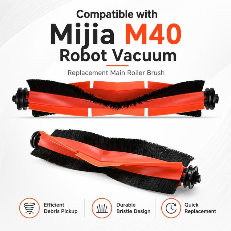 Replacement main roller brush, orange housing with black bristle roller