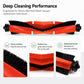 Replacement main roller brush with orange fins and dense black bristles