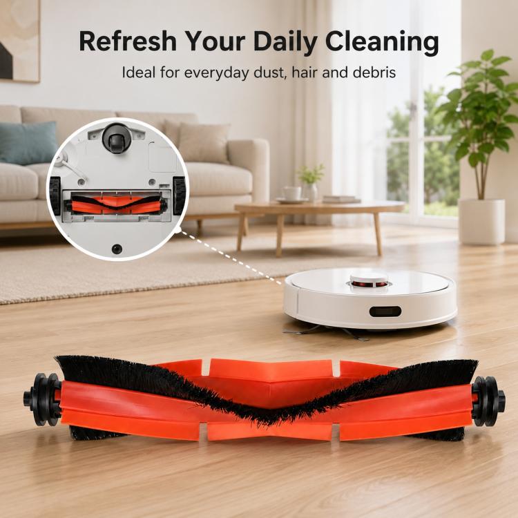 Replacement main roller brush with orange housing and black bristles
