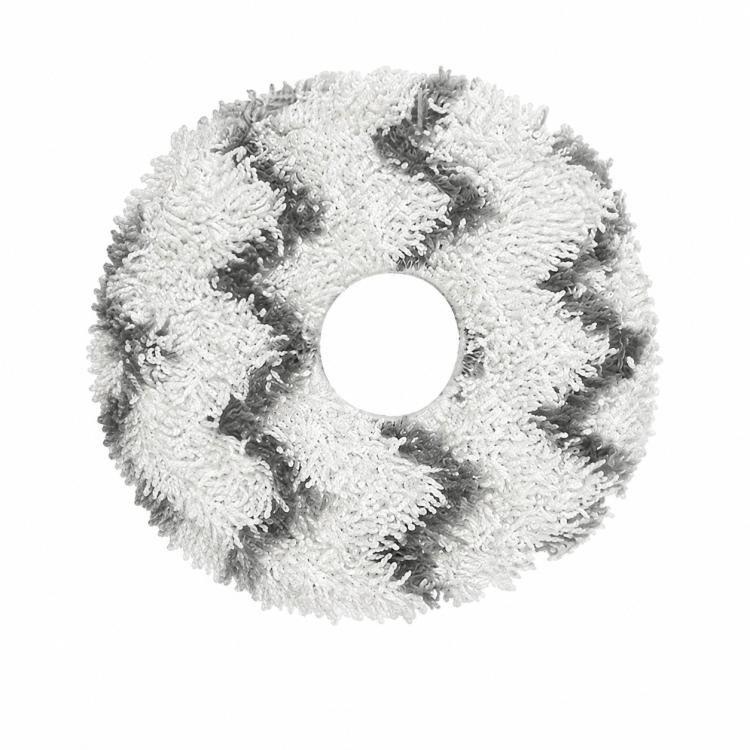 Replacement mop pad for robot vacuum, light gray/white circular loop fabric with center hole