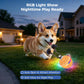 Orange LED dog toy ball with rope, bright RGB light glow for nighttime play