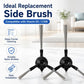 Replacement dual side brush set with two tall bristle brushes on black hubs
