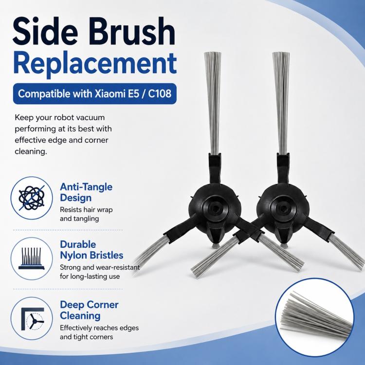 Replacement side brush pair with two gray bristle brushes and black corner arms