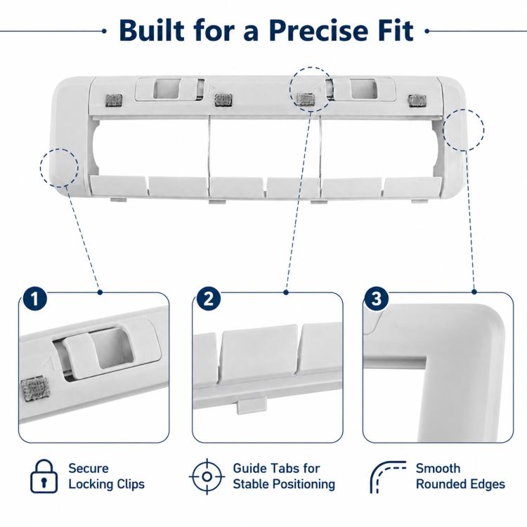 White main brush cover with molded clips and guide tabs, replacement accessory