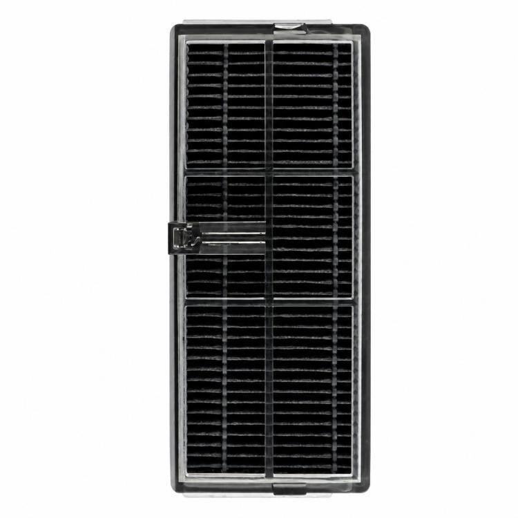 Rectangular replacement filter with black pleated filter media and plastic frame