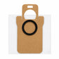 Dust bag with brown paper collar and black sealing ring, white cloth backing