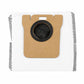 Dust bag with brown paper collar and black circular filter insert, white cloth