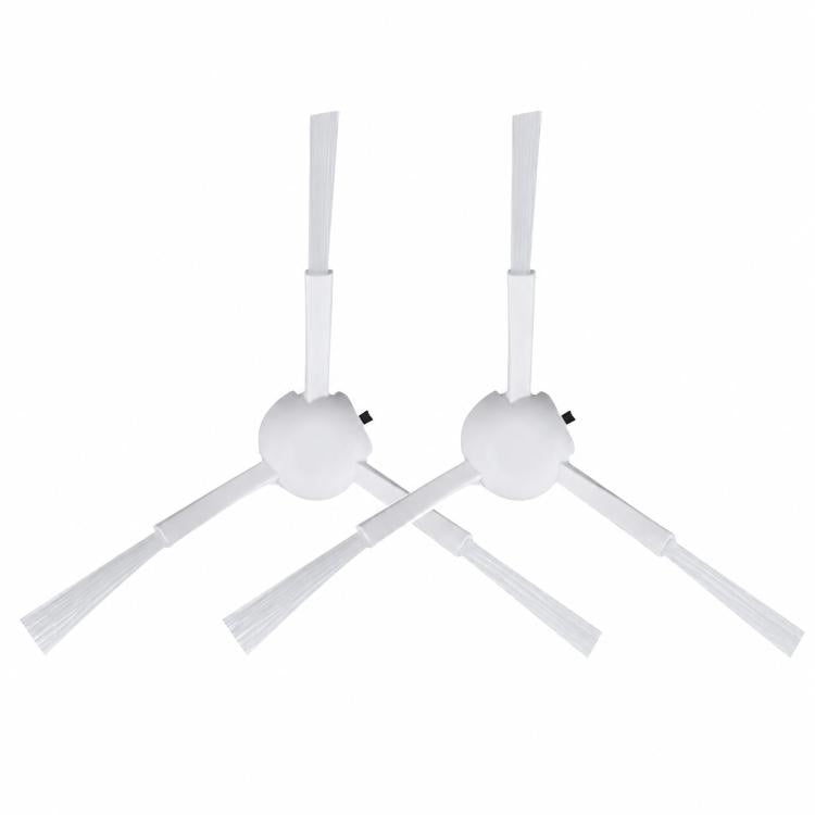 Dual side brush assembly with two white hubs and gray bristles