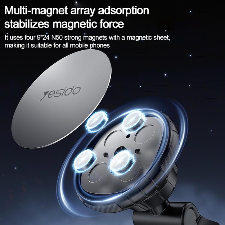 Circular car magnetic pad showing multi-magnet array, with phone back positioned