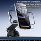Adjustable car magnetic phone holder showing landscape and portrait phone angles, black mount