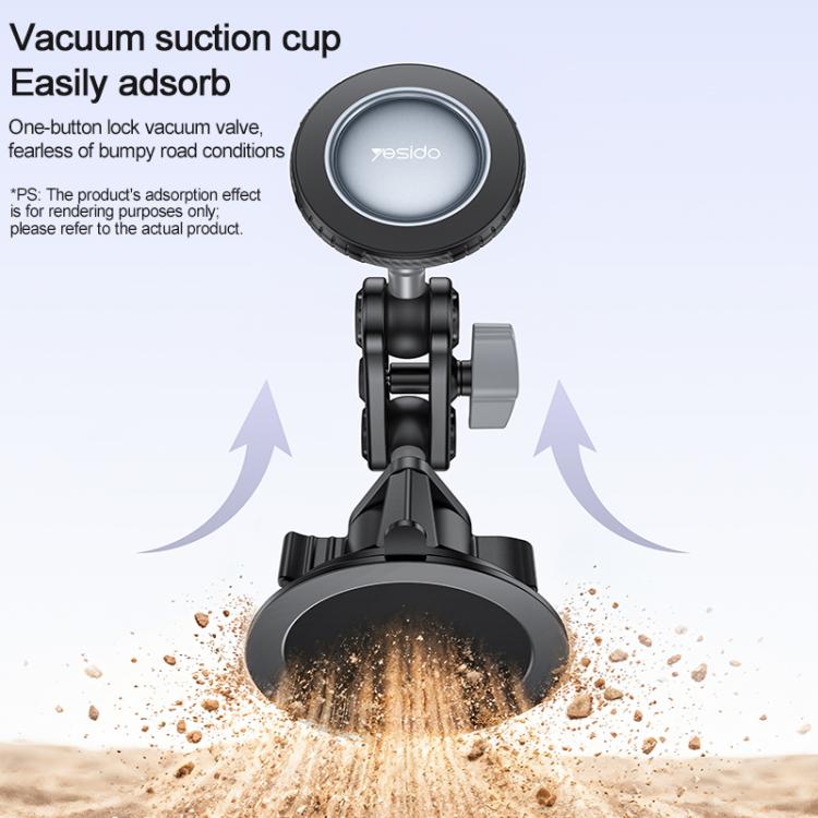 Yesido vacuum suction cup mount with one-button lock and clamp arm