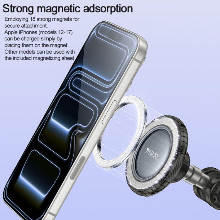 Yesido magnetic adsorption mount with round magnet plate and phone attachment