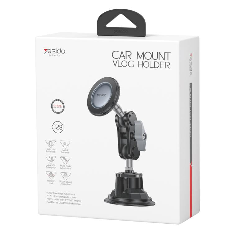 Yesido CAR MOUNT VLOG HOLDER retail box with car phone suction mount pictured