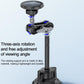 Three-axis rotating car phone mount with suction base and long metal pole
