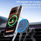 Magnetic 15W wireless car phone holder with phone charging on air vent, blue charging pad