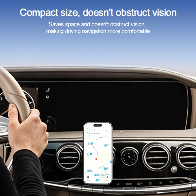 Compact car air vent wireless phone holder with phone facing driver