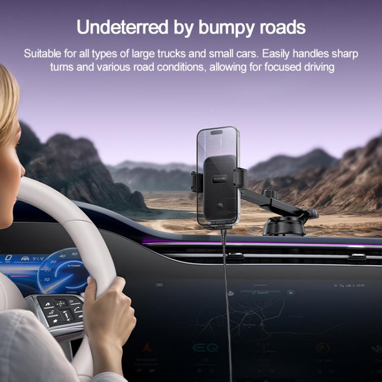 Car suction-cup phone mount with adjustable arm and vent grip, black