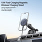 Magnetic wireless charging phone stand with adjustable arm and circular charging puck