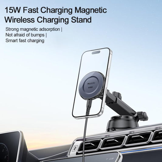 Yesido C321 15W Car Suction Cup Magnetic Wireless Fast Charging Phone Holder, C321