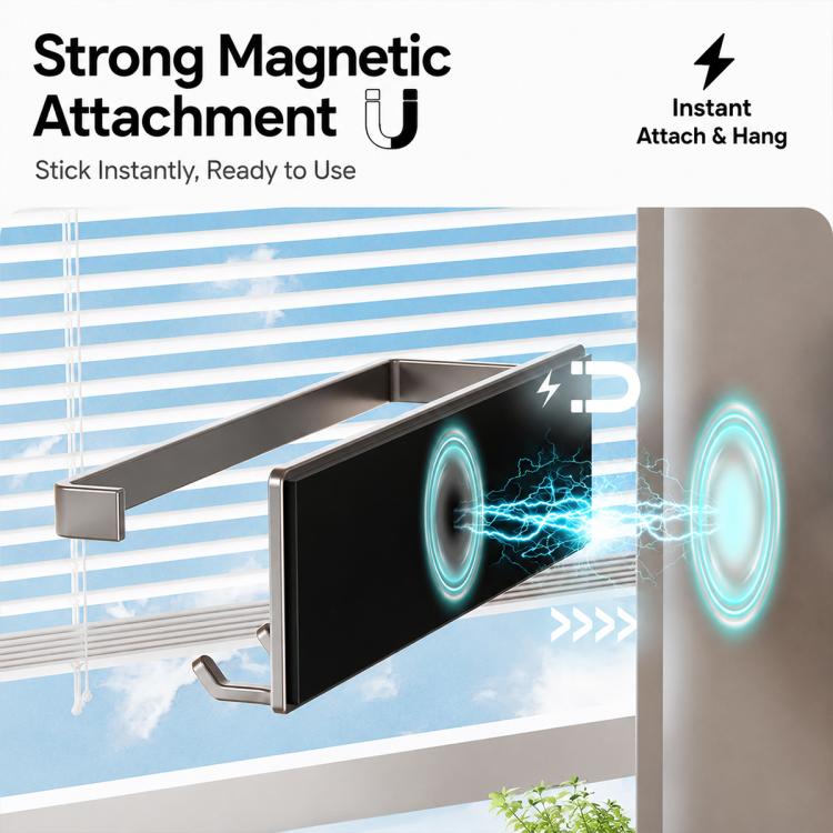 No-drill Magnetic Kitchen Paper Towel Storage Rack Holder with Hook