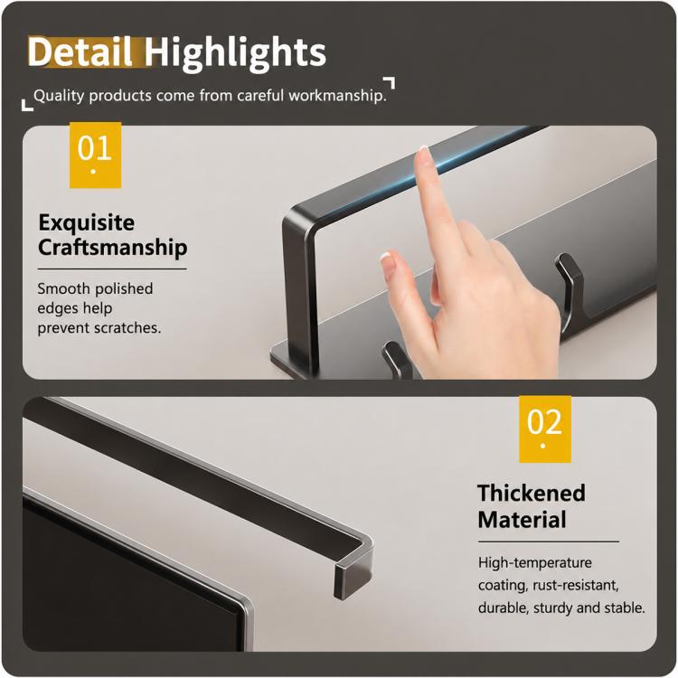 No-drill Magnetic Kitchen Paper Towel Storage Rack Holder with Hook