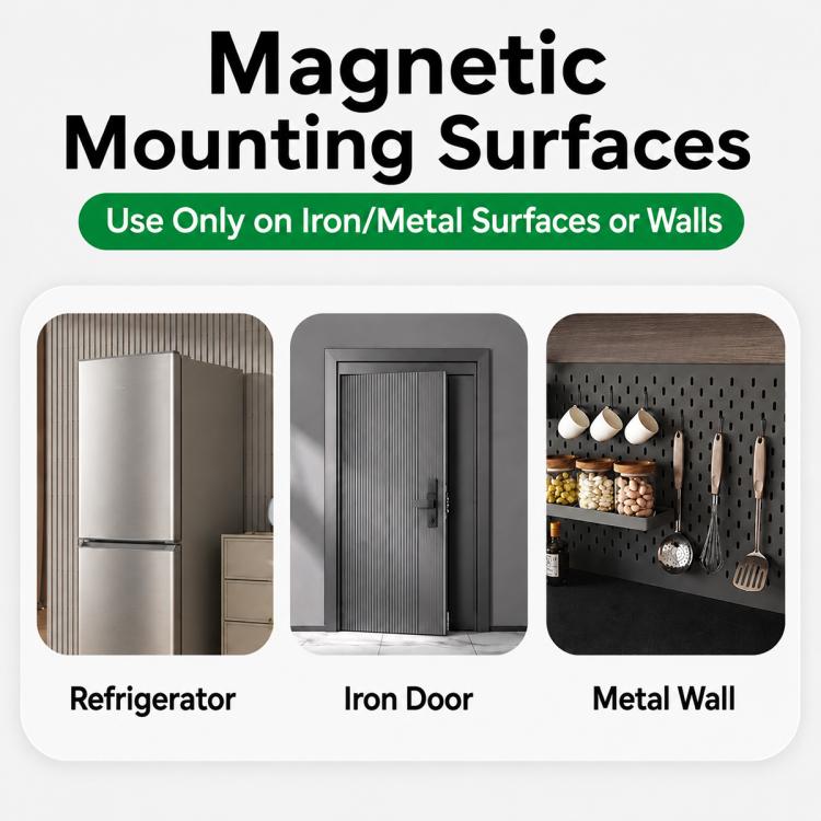 No-drill Magnetic Kitchen Paper Towel Storage Rack Holder with Hook