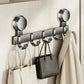 No-drill suction cup hook rack with brushed metal rail and round suction cups for hanging bags