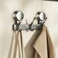 No-drill suction cup coat hook rack with curved metal hooks and two round suction mounts