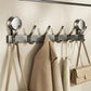 No-drill suction cup hook rack with brushed metal hooks and hanging umbrella and bag