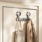 No-drill vacuum suction cup hook rack, chrome hooks with coat and strap items hanging
