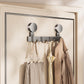 No-drill vacuum suction cup hook rack with chrome hooks and beige coats with umbrella