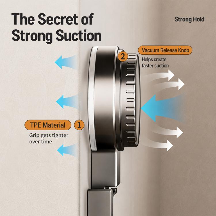 Vacuum suction cup mechanism with release knob for no-drill door hook rack