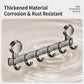 Suction cup hook rack with five hooks and two round suction cups, rust-resistant design