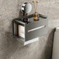 Grey extended no-drill suction cup tissue holder with roll holder and front pull bar