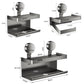 Grey metal dual tissue box holder, suction cup mount with tray and size labels