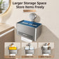 No-drill suction cup tissue box holder, grey metal box with open top and suction mount