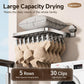 Wall suction cup drying rack with many clips drying socks and underwear