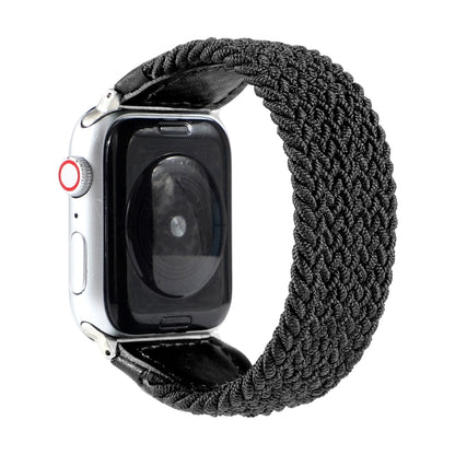 Nylon + Leather Braided Watchband For Apple Watch Series 6 & SE & 5 & 4 40mm / 3 & 2 & 1 38mm, S, M, L