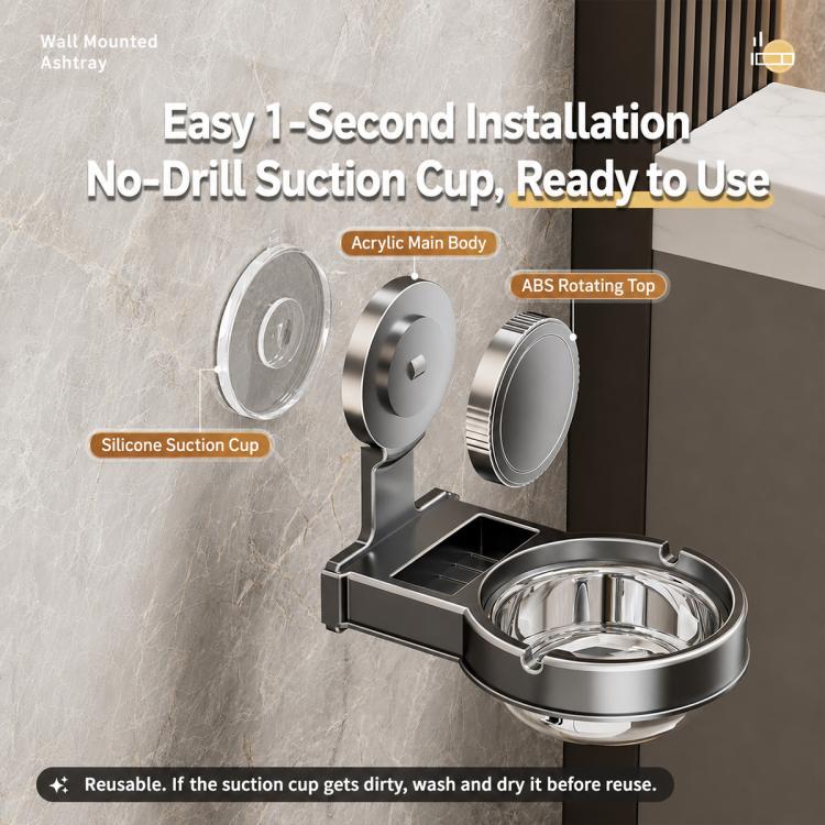 No-drill Suction Cup Wall-mounted Ashtray
