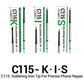 Set of three C115 soldering iron tips in boxes, slender metal shafts with black points