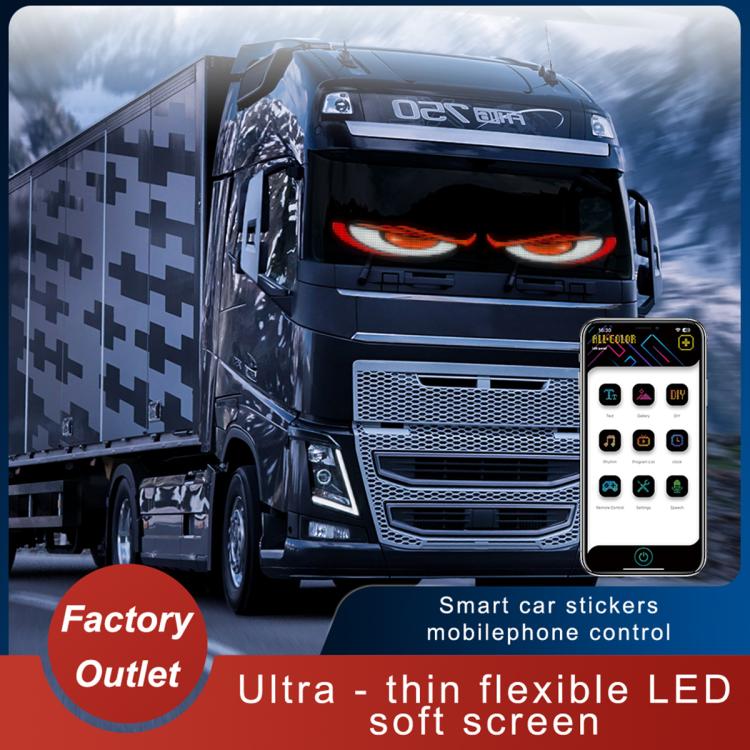 Truck with ultra-thin flexible LED eye display and mobile phone control screen