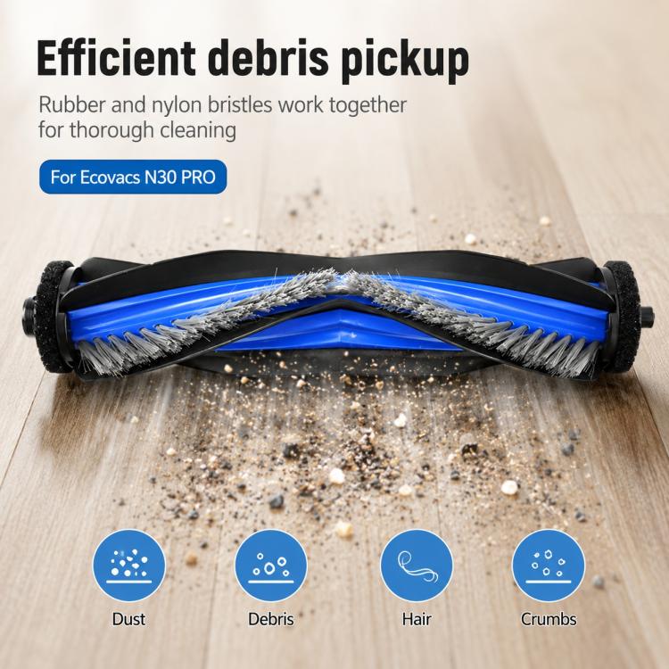 Blue replacement main roller brush with gray bristle edges
