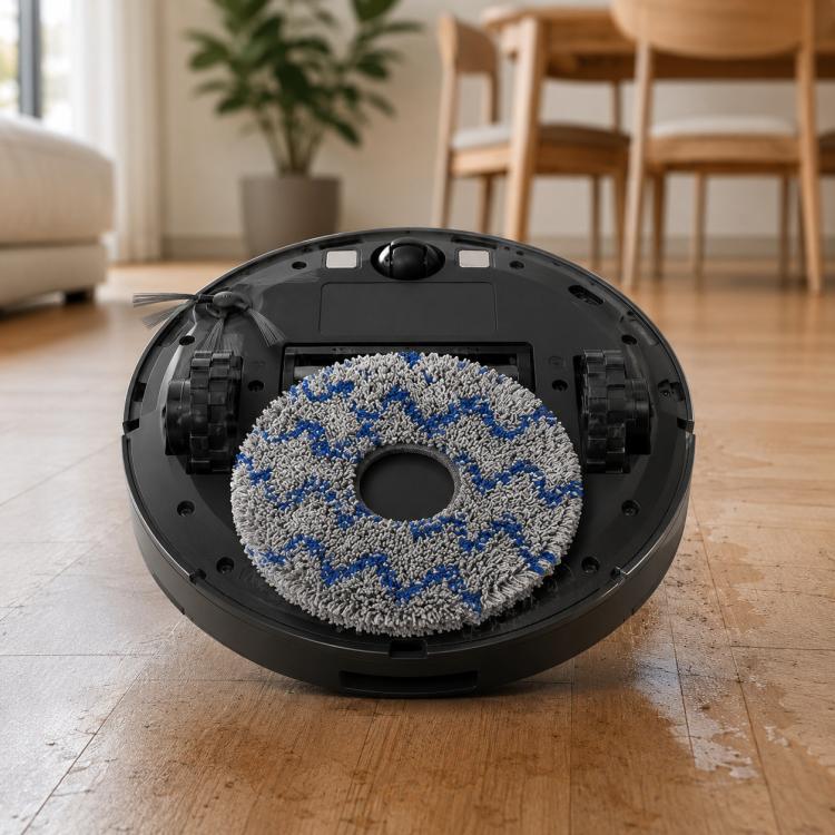 Robot vacuum mop pad attachment, blue-striped microfiber round pad