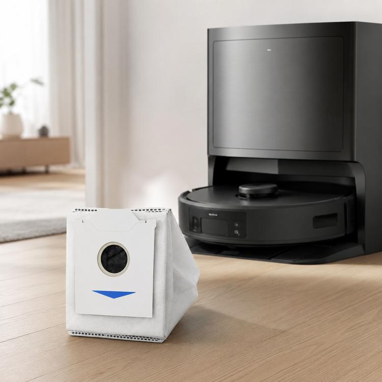 Robot vacuum dust bag, white filter bag with blue arrow emblem