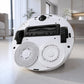 Robot vacuum with two gray mop pads and circular mop pad holders on underside