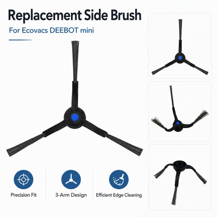 Replacement side brush set for robot vacuum, three arms with blue center