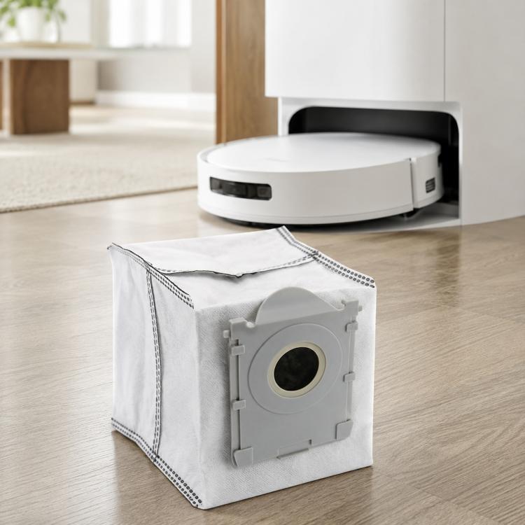 Activated carbon dust bag for robot vacuum, white fabric bag with round filter port