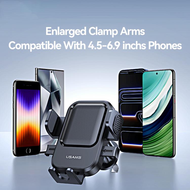 Car air vent phone holder with enlarged clamp arms for 4.5–6.9 inch phones