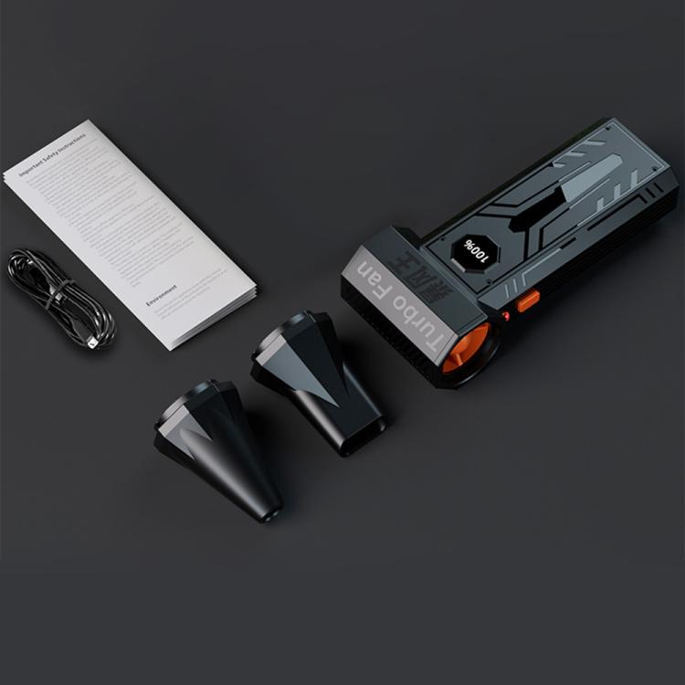 Multifunction hair dryer with suction blower, black handheld body and two nozzles